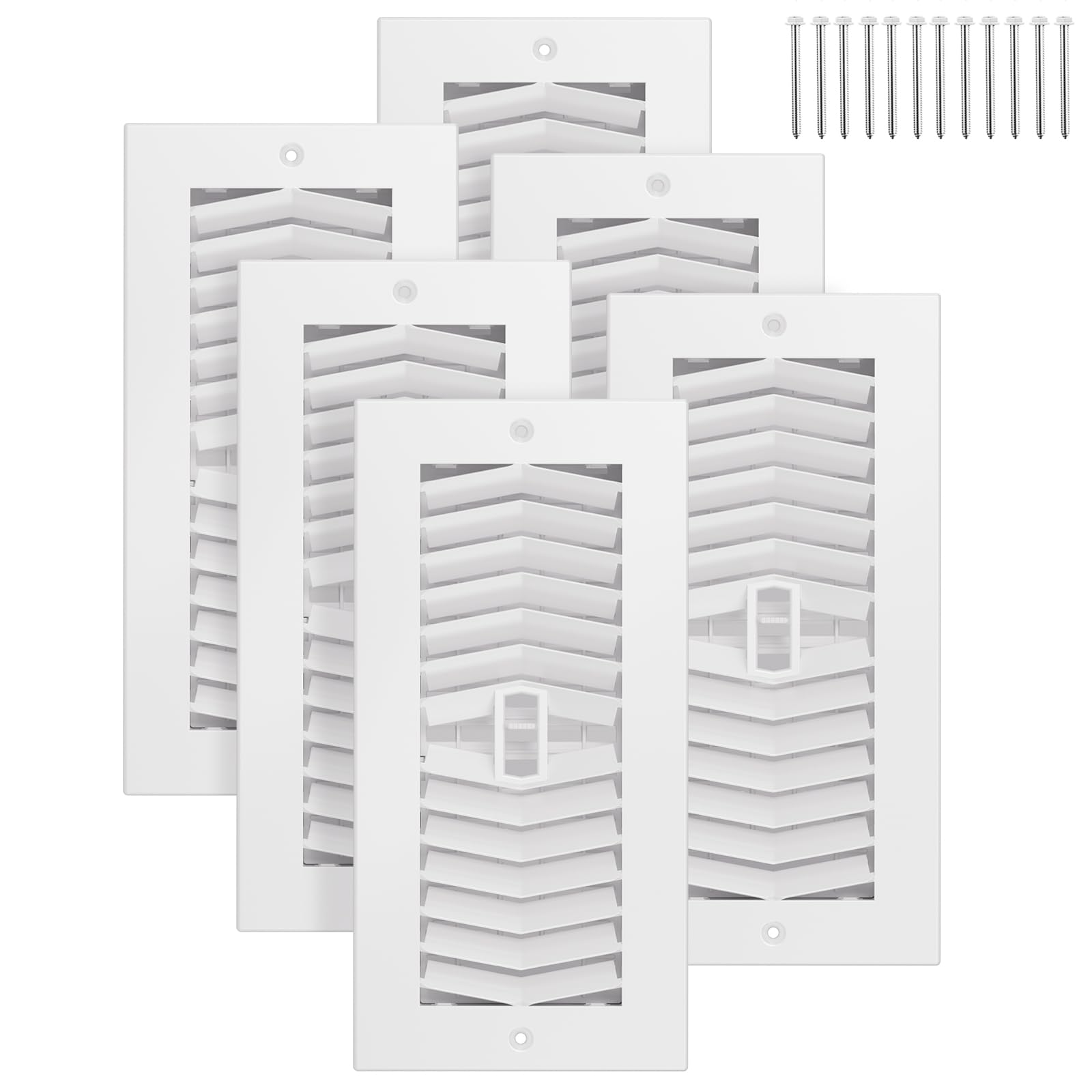 Photo 1 of 4x10 Vent Cover 6-Pack Heavy Duty Floor Register for Home, White