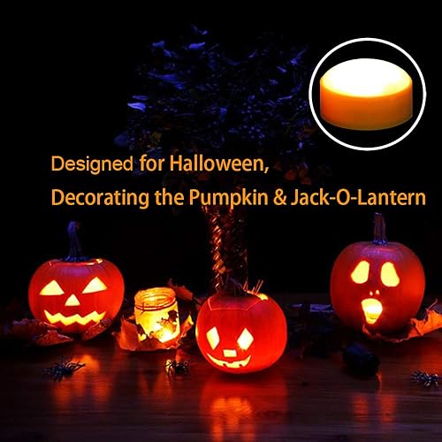 Miniatura 4 de iZAN Luces LED de calabaza a pilas con control remoto y temporizador, velas parpadeantes brillantes sin llama para decoración del hogar, fiesta de