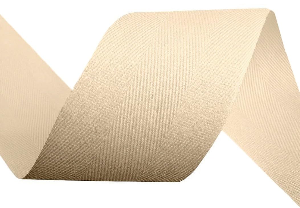 cyclingcolors cinta de sarga de algodón en espiga ancho 50mm x longitud 50m, beige claro