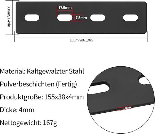 Miniatura 2 de 4 placas de metal para reparación, placas planas resistentes, placas de soporte recto plano, fijación de reparación de muebles, conectores de placas