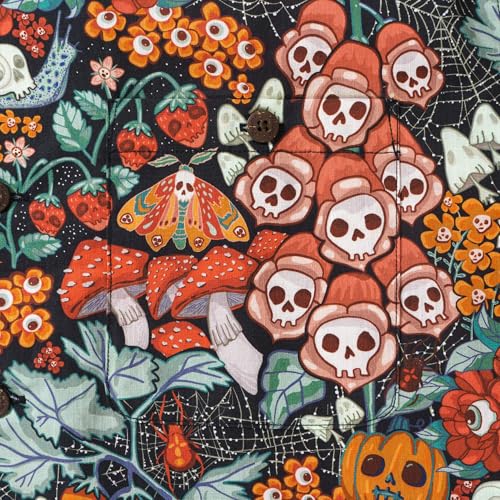 2025 Halloween Aloha Shirt for Men Funnny Pumpkin Skull Printed Short Sleeve Casual Hawaiian Shirts with Chest Pocket4