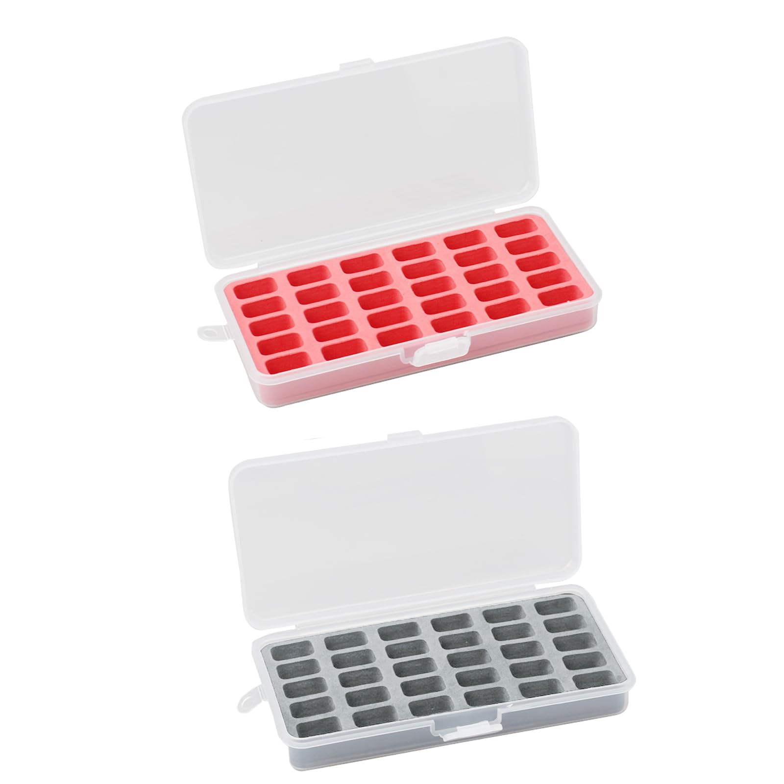 Yhplxyuus 2 Pcs Bobbin Storage Box with Lid Portable Bobbins Case 30 Grids Bobbins Organisers Multifunctional Sewing Accessories