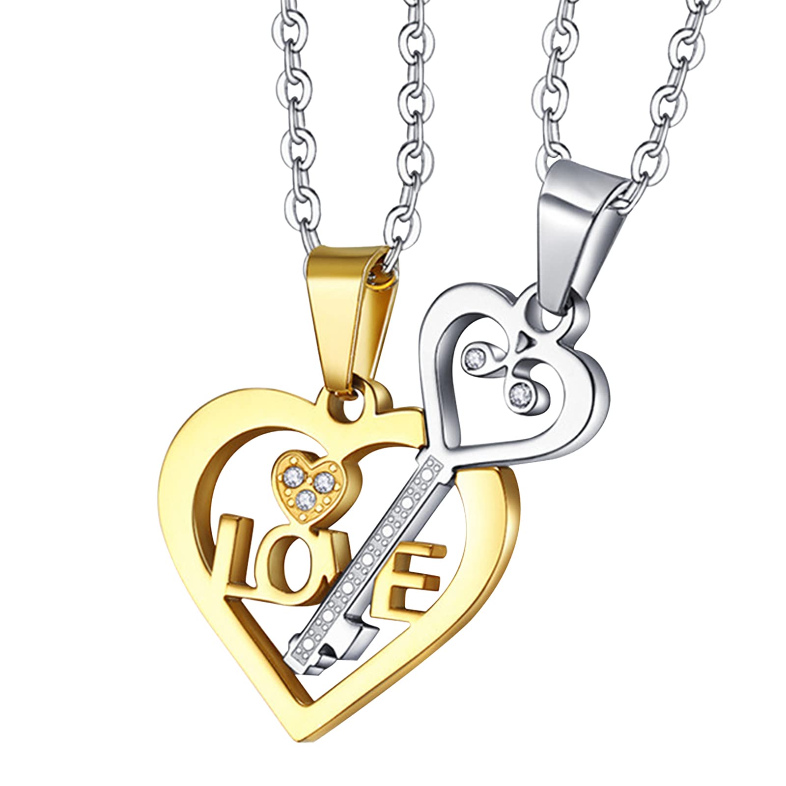Cupimatch Coppia Lovers Collana Acciaio Inossidabile Pendente Anelli Intrecciati I Will Always be with You Nero Oro(1 Coppia