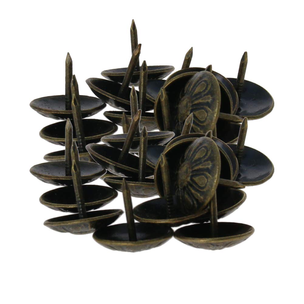 MroMax Upholstery Tacks – Bronze Tone, 0.63" Head, 0.75" Length, 30 Pcs, Thumb Push Pins
