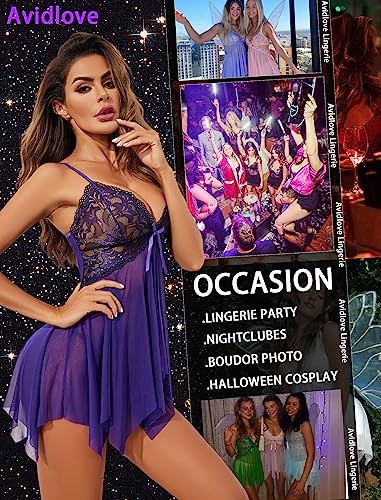 Image of Avidlove Lingerie for Women Lace Babydoll Sleepwear Boudoir Outfits Plus Size Langeray XS-5XL