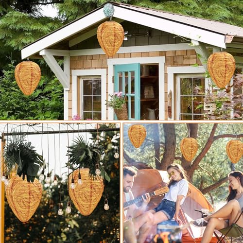 Rismise Pacote com 4 ninhos de vespas falsos, colmeia de papel para pendurar à prova d'água, ninho