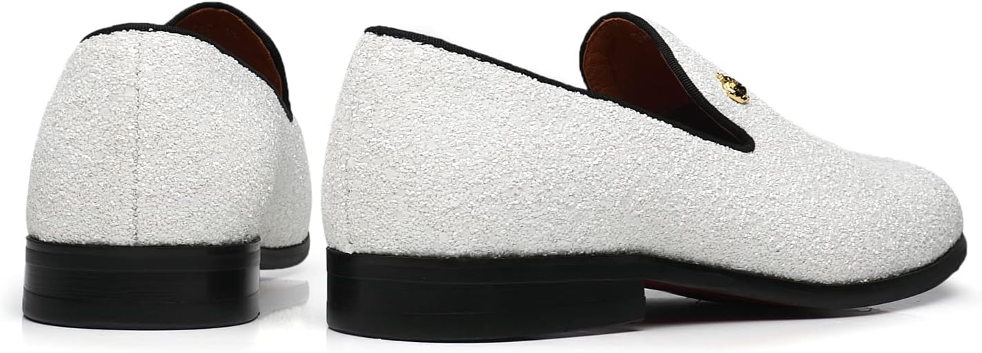 ELANROMAN Mens Dress Loafers Tuxedo Party Wedding Prom Shoes - Image 7