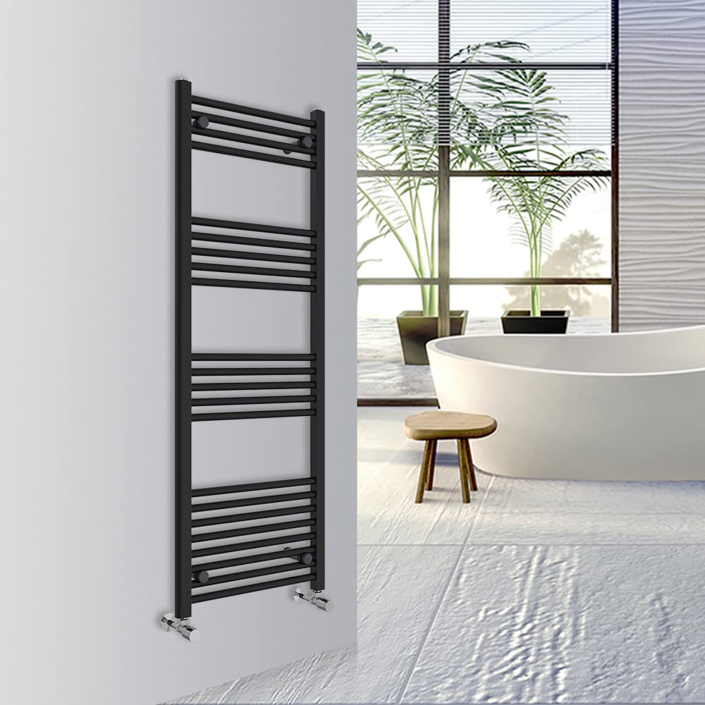 Warmehaus Straight Bathroom Heated Towel Rail Warmer Radiator Central Heating 1400x500mm - Black
