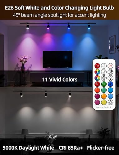 Miniatura 4 de ILC Bombillas LED Par16 Equivalente a 40 Vatios Cambio de Color Rosca E26 45°, 12 Colores Regulables Luz Diurna Blanca 5000K RGB Bombilla LED Spot