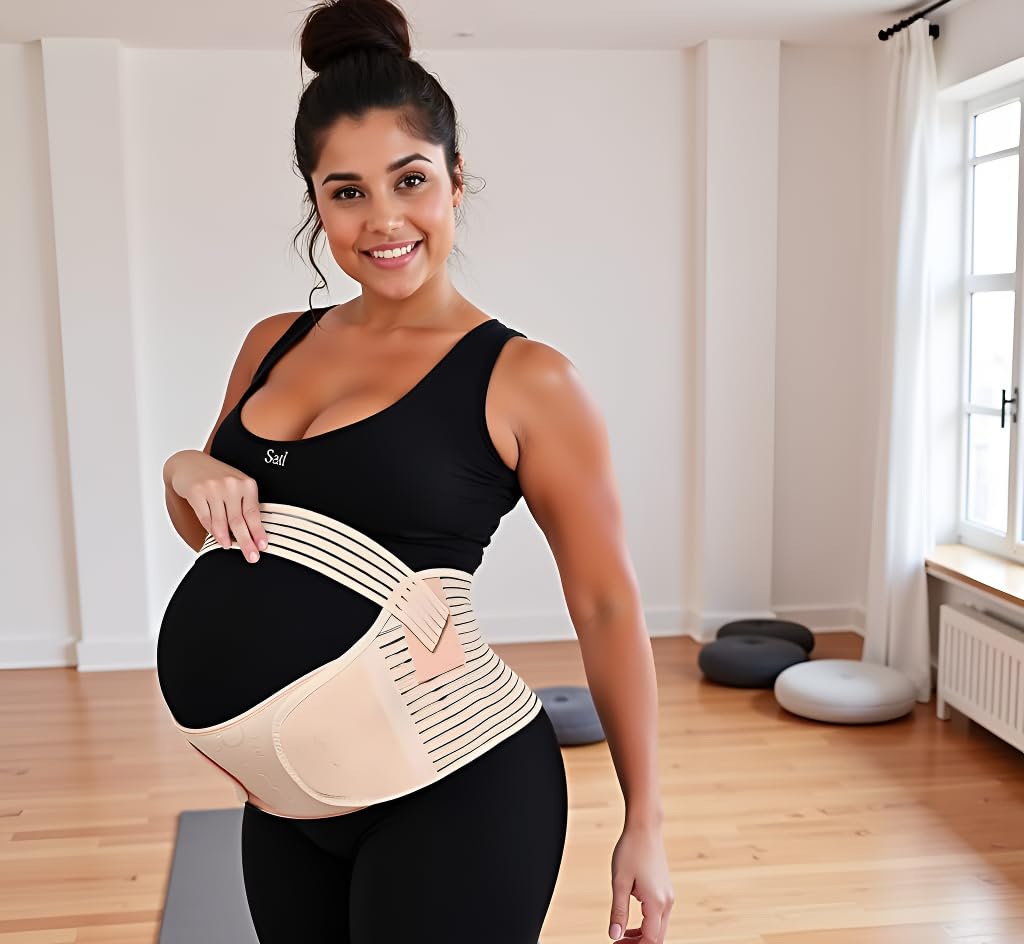 Maternity Belly Band, Pregnancy Support Belt, Breathable Belly Support Brace, Lightweight Abdominal Binder, Adjustable 3-in-1 Maternity Belt for All Stages of Pregnancy (X-Large, Nude)