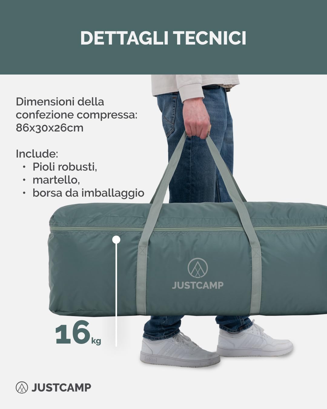 Justcamp Bell Tipi tenda per famiglia, campeggio, misure: 6, 8, 10, 12 persone