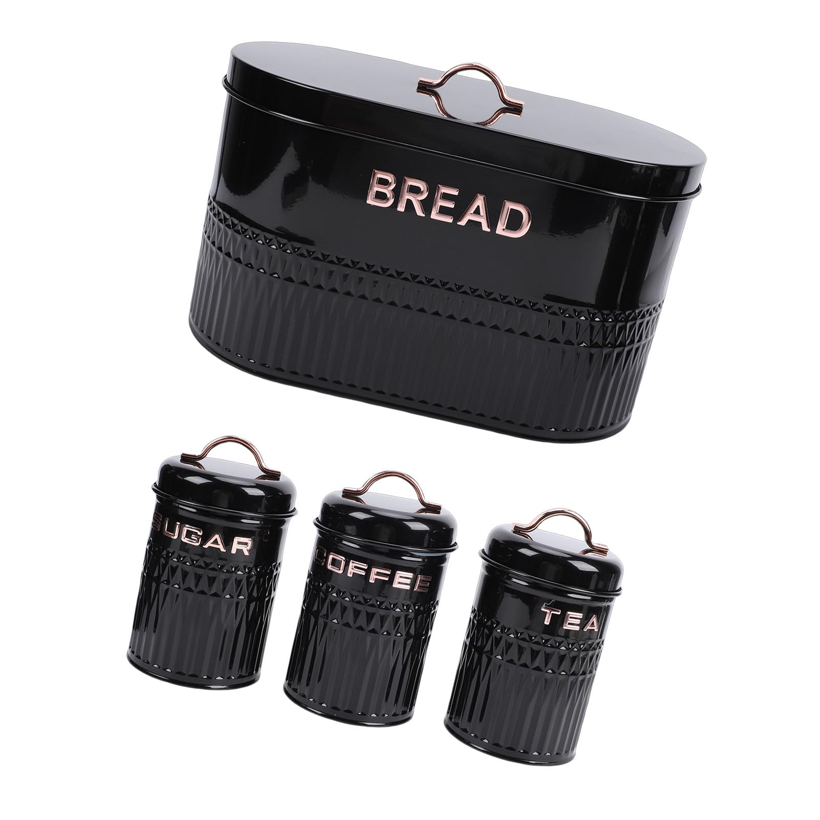 SIXRUN Set Portapane e Contenitori Dal Design Elegante per la Soluzione di Stoccaggio da 4 Pezzi in Ferro per Uso Alimentare da Bancone della (BLACK)
