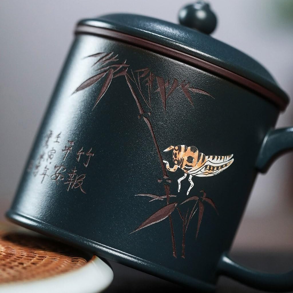 Filiżanki Matcha Handmade: fioletowy kubek z piaskiem z pokrywką 480 ml popołudniowa herbata biurowa filiżanka do herbaty kreatywny kubek na wodę zestaw do herbaty kubek do herbaty