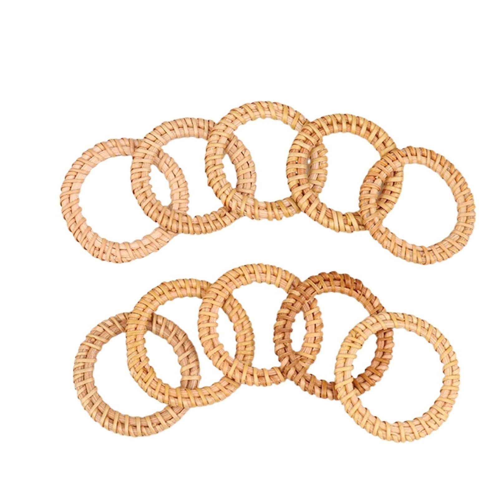 30pcs Rattan Woven Napkin Rings Rustic Tabletop Holders for Home Wedding Party Decor