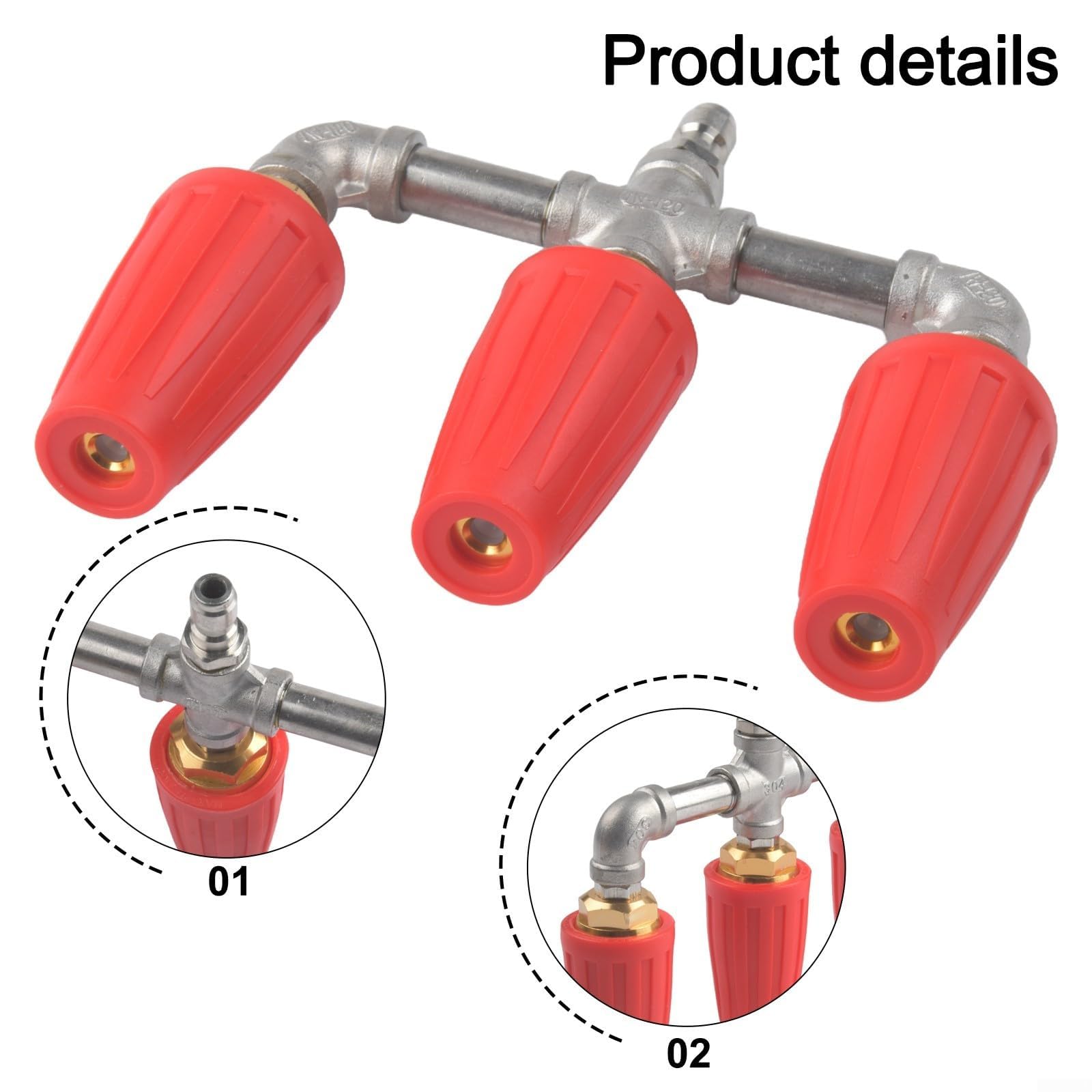 Ugello turbo for idropulitrice | Doppia testa rotante, regolazione a 360 gradi(Red)