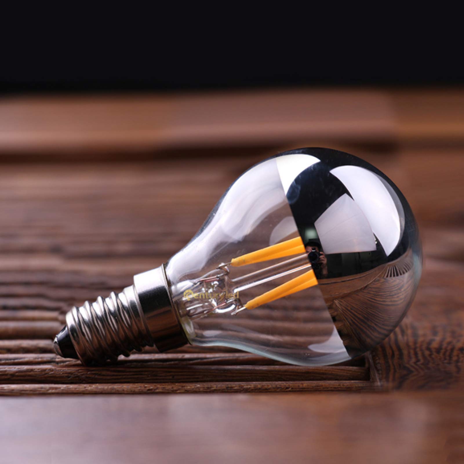 Lampe semi-chrome 4 W G45 à intensité variable, blanc chaud 00 K équivalent 40 W, ampoule rétro à filament LED 400 lm, avec miroir argenté, utilisée dans les restaurants d'intérieur, 4 paquets, arge