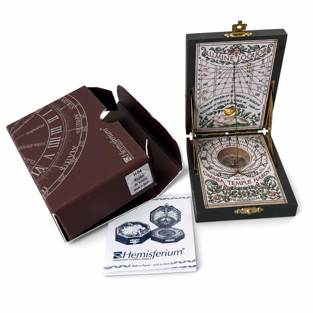 Kit scientifique d'astronomie : montre solaire Kepler de poche (H-04) avec boussole et rose des vents | Réplique historique fonctionnelle (siècles XVI-XVII) | Jouet éducatif STEM et de