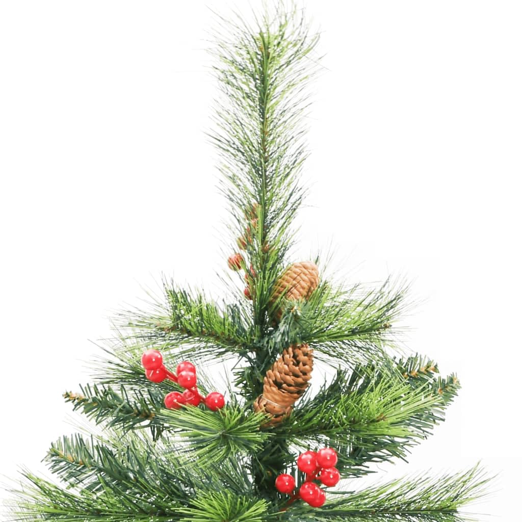 Künstlicher Weihnachtsbaum Klappbar mit Zapfen und Beeren 150 cm PVC Tannenbaum mit Metallständer für Wohnzimmer Flur Büro Advent Weihnachtsdeko Festtagsdeko
