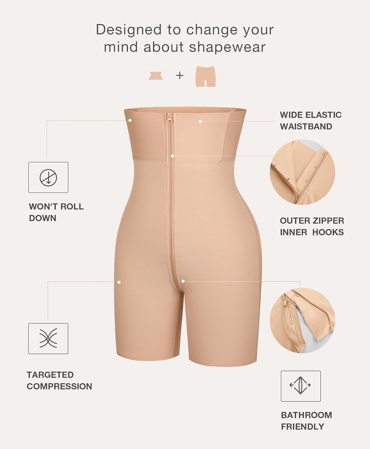 Lover-Beauty Tummy Control Shapewear for Women Butt and Hip Enhancer Shapewear with Zipper Crotch Slimmer Womens Faja Shorts - Image 5