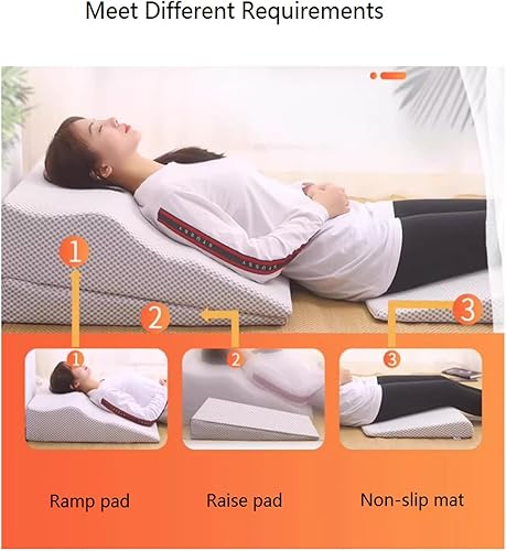 Miniatura 2 de Almohada de cuña para dormir, juego de almohada ortopédica ajustable de cuña para aliviar el dolor de espalda y piernas, almohada de espuma