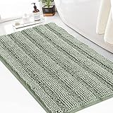 Turquoize Chenille Bath Rug - Non Slip, Shaggy, Extra Soft & Absorbent, 24