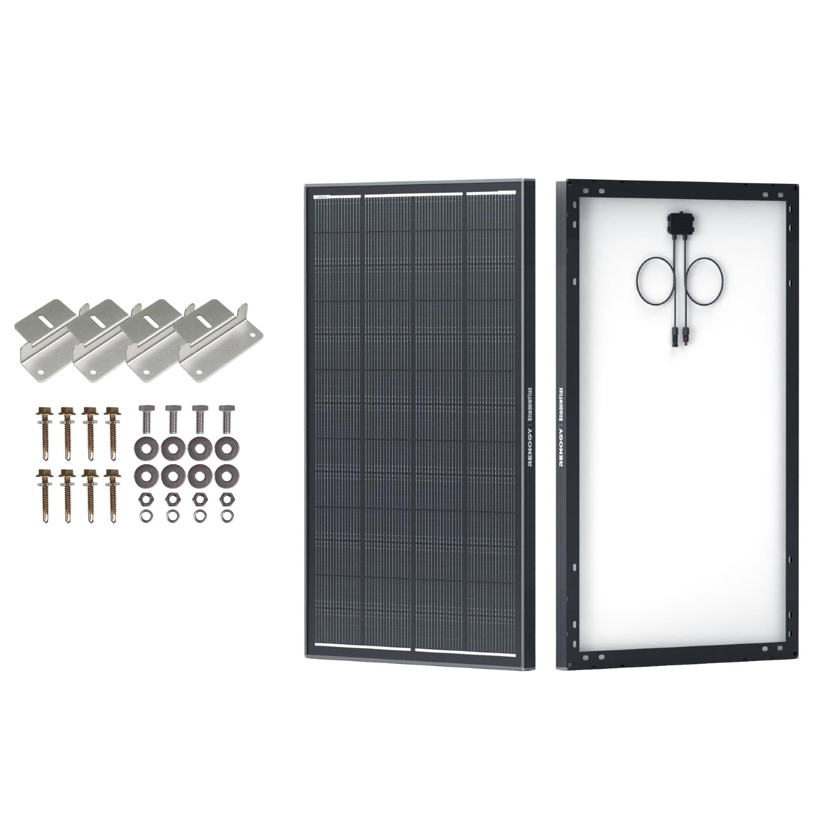 Renogy 200W ShadowFlux Anti-Beschattung N-Typ Solarmodul, PV-Modul 200W 12V 25% Hoch-Effizienz Solarpanel + olarmodul 4 Stück von Z- Halter für Montage Solarpanel Dachmontage Z-Halterung mit Muttern u