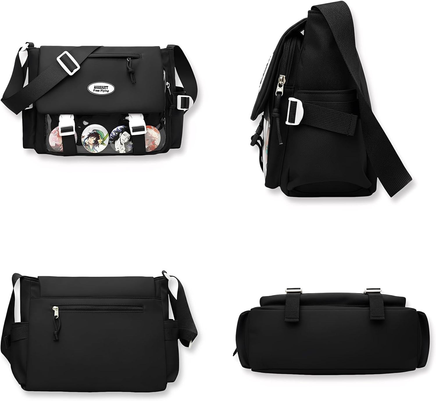Black Ita Messenger Bag Crossbody with Insert