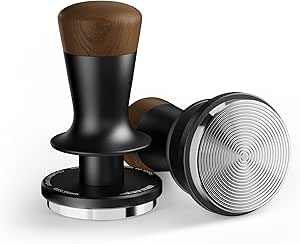 MHW-3BOMBER 54mm Espresso Tamper, Double Spring Loaded Tamper, Self Leveling Without Tilting, 53mm Coffee Tamper with Wood Cover, 53.35mm Ripple Base, T7127