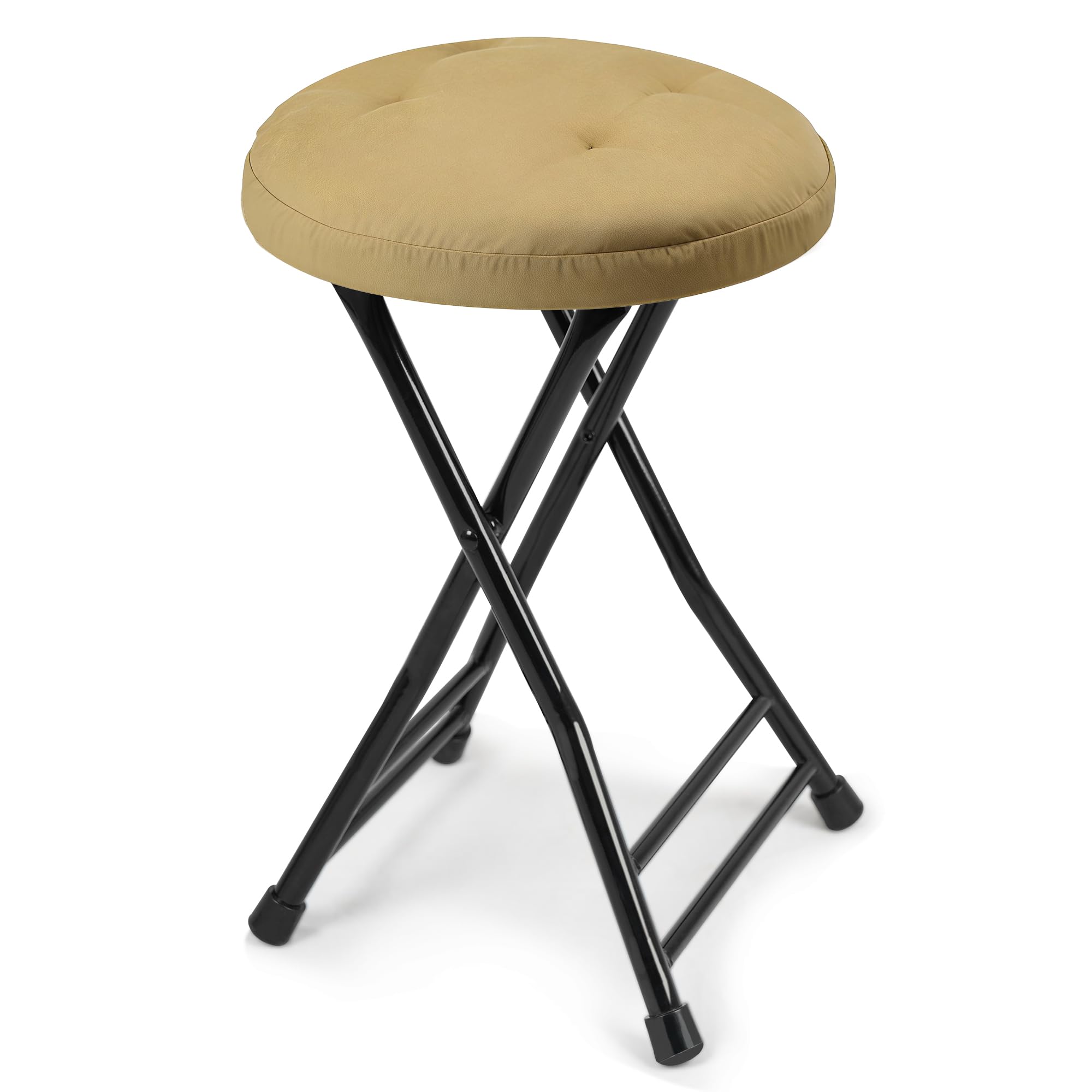 COOZMENT Folding Stool with Seat Cushion, Folding Chair with Handle,Folding Bar Stool with Non-Slip Feet,600 lbs Capacity,Indoor and Outdoor Foldable Stool for Adults(13"×11.5"×18")