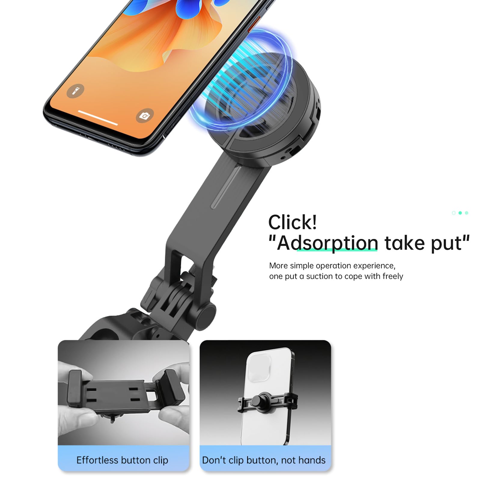 GOWENIC Kit Treppiede Magnetico per Selfie Stick, Rotazione 720 su Quattro Assi, 1,7 Metri