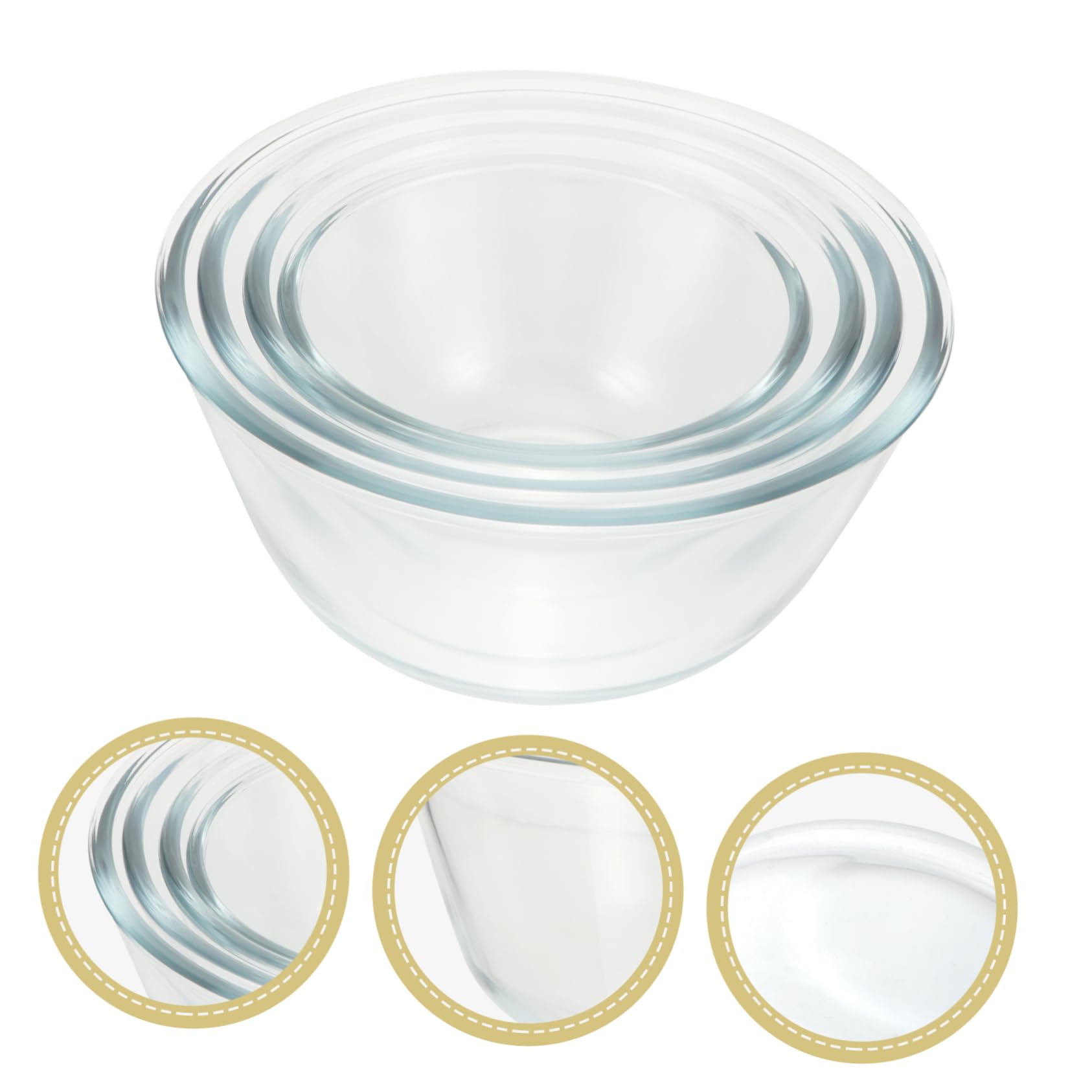 4 Stück Glas Schüssel 500ml-1600ml Mikrowellengeeignet und Kältebeständig Transparente Salatschüsseln für Küche und Speisenzubereitung