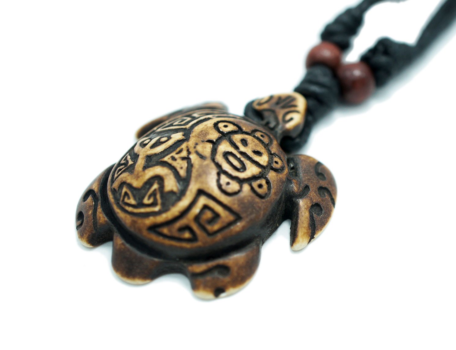 exoticdream Turtle Necklace Yin Yang Coqui Taino Sun with Cotton Cord