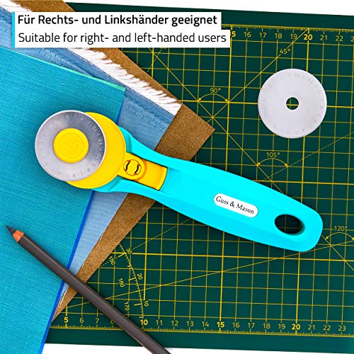 Rollschneider Guss & Mason Set mit 3 Ersatzklingen für Stoffe