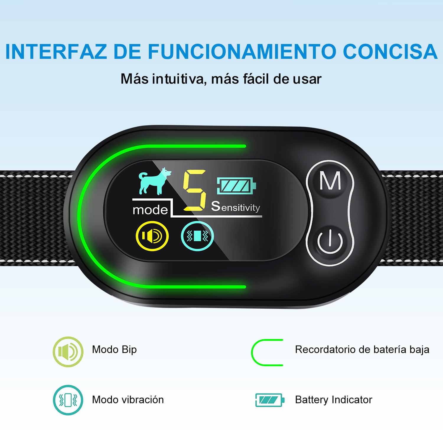 CANDYDOG Collar Antiladridos para Perros, Recargable Collar Antiladridos con 5 Sensibilidades Ajustables, Bip y Vibración, Collar Antiladridos para Perros Grandes, Medianos y Pequeños