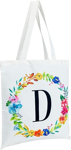 Miniatura 6 de Juego de 2 bolsas reutilizables personalizadas con monograma para mujer, diseño floral (29 pulgadas)