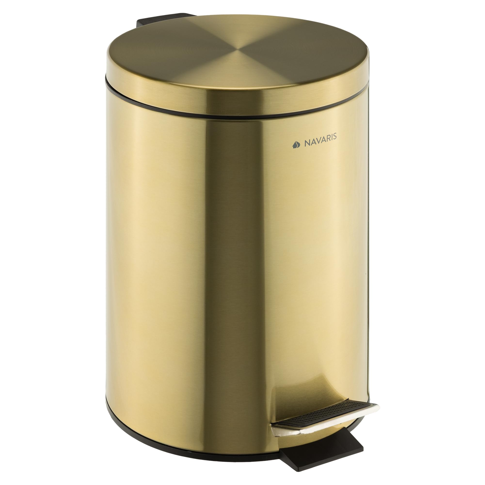 Navaris Cestino Bagno - Bidoncino Spazzatura 12 L - Pattumiera da Bagno Cucina e Ufficio - Cestino Rifiuti con Coperchio e Pedale - Bidone Umido con Secchio Interno Rimovibile - Oro