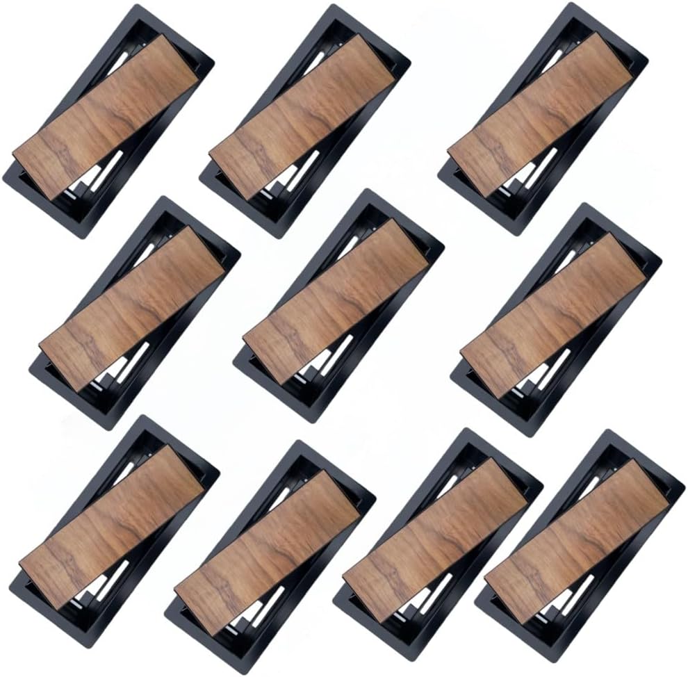 Floor Register 4x10 Modern Vent Covers Tile Insert Cover Steel Vents registers 10x4 Drop in with Custom Made Tiles Inserts Iron Tray Low Profile Hardwood Floors grates Grille Marble (5 X Black)