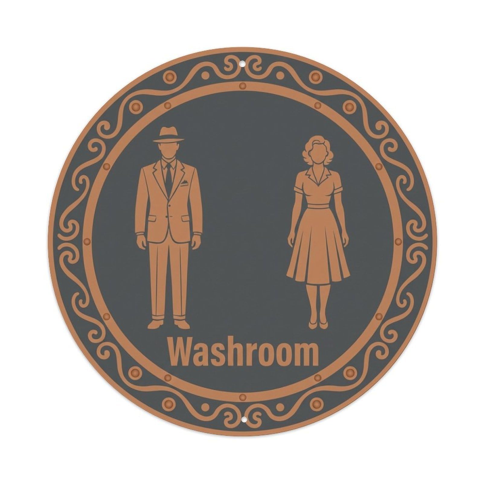 Restroom Notice Washroom Graphite Copper Rivet Metal Tin Sign