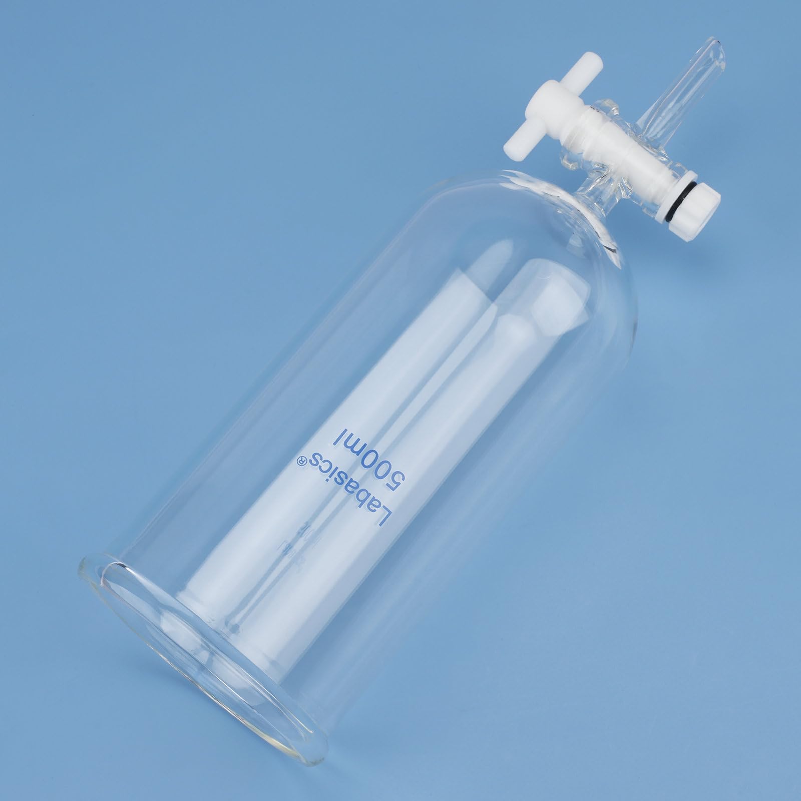 Labasics Abtropffunnel, Teflon-Hahn Hochborosilikatglas Nicht Graduiert, für Präzise Flüssigkeitsdosierung, 500 ml