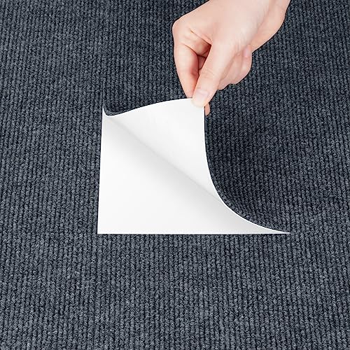 Livelynine Dalles de Moquette Autocollantes 30x30CM Lavable Dalle Moquette Sol pour Maison Bureau Commerce Antidérapantes Dalles de Tapis Salon Chambre Escalier...