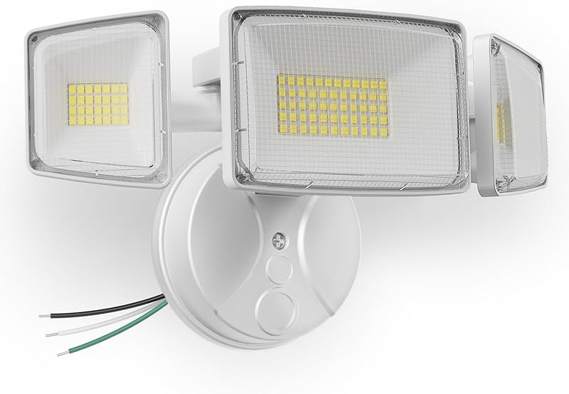 100W 11000LM Flood Lights Outdoor, Brightness Security LED Flood Lights with 3 Adjustable Heads, Switch Controlled, IP65 Waterproof 6500K Outside Exterior Flood Light for Yard Garage Eave Patio