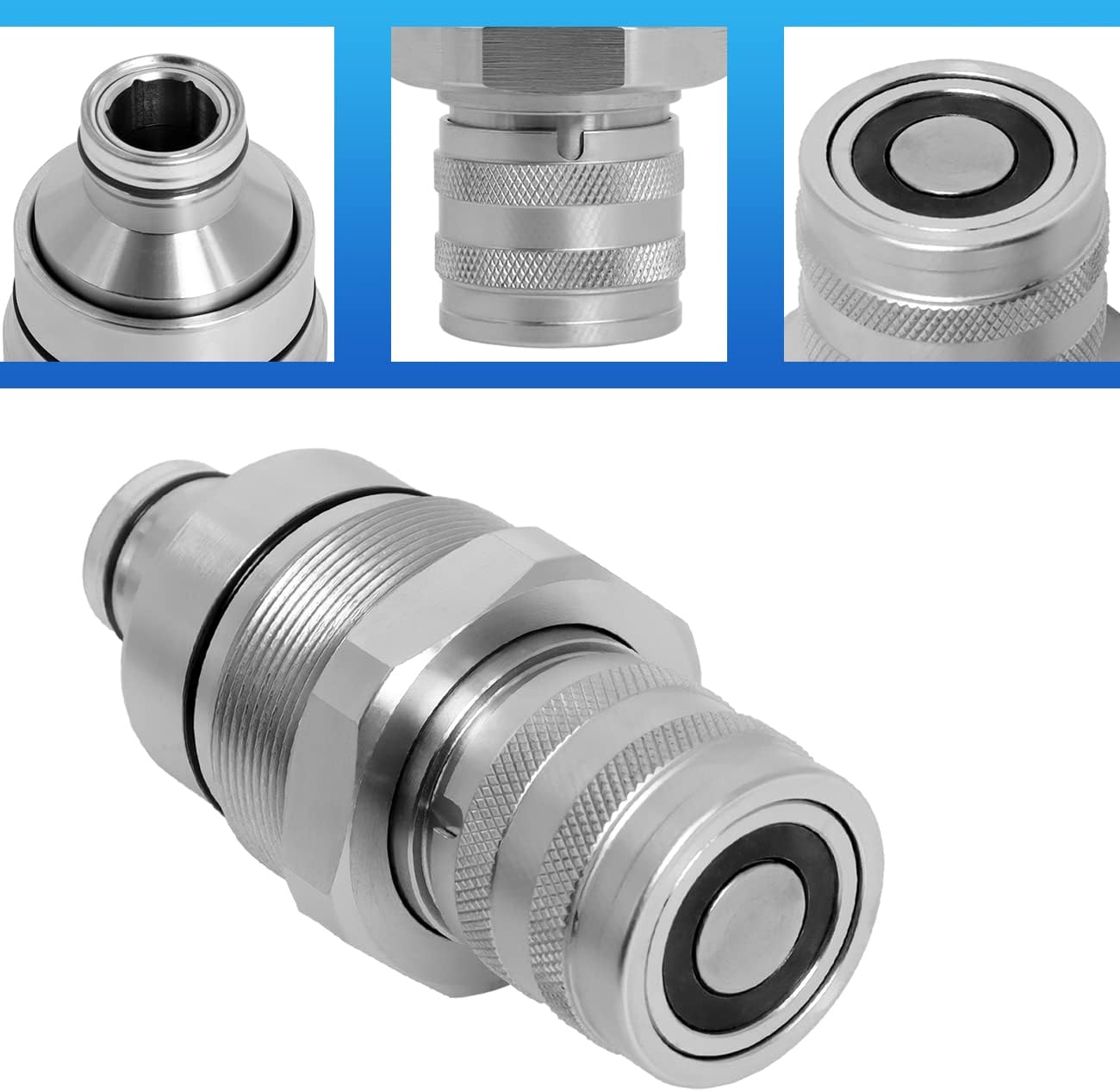 7246802 AT406475 Hydraulic Female Flat Face Quick Coupler Compatible with Bobcat 753 763 773 863 864 883 A770 Johnn Deeree 318E 319E 320E, 7249643 47396761 V1311-77150 373-6968