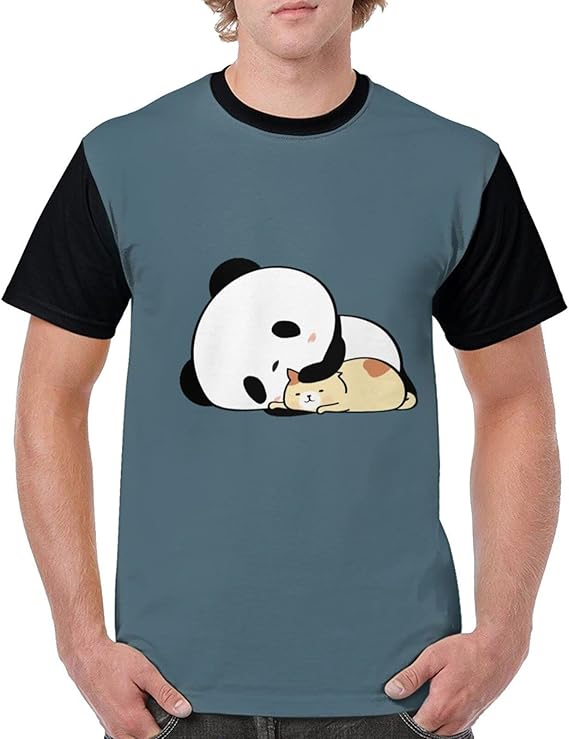 Amazon Co Jp かわいいパンダ 1 メンズ 半袖 Tシャツ 簡約 丸首の上着 半袖 Tシャツ 吸汗速乾 通気性 丸襟tシャツ 日常用 青少年 夏服 ショートスリーブトップス ポロシャツティーシャツ ファッション