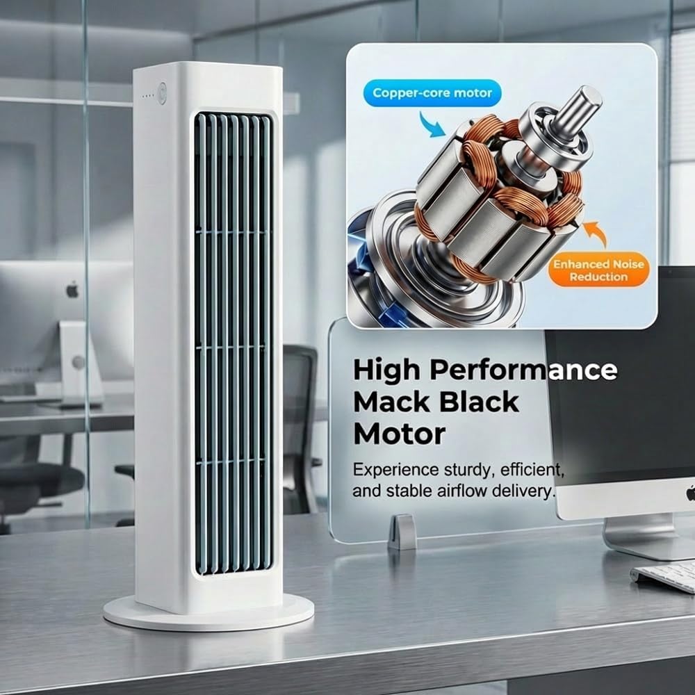 Portable Air Conditioner, 2026 New Cooling Fans Blow Cold Air 3-in-1 Tower Fan with Remote Control 3 Speeds & LED Touch Screen for Bedroom Office Home (White)
