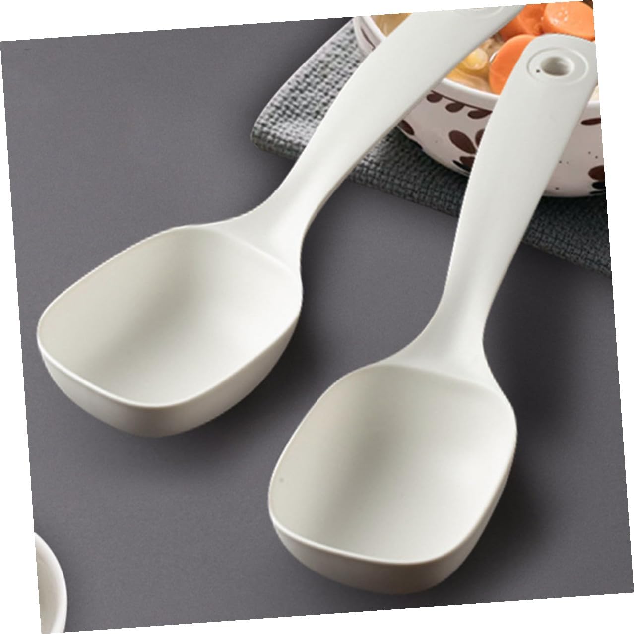4 Pack White PP Rice and Porridge Serving Ladles with Long Handle