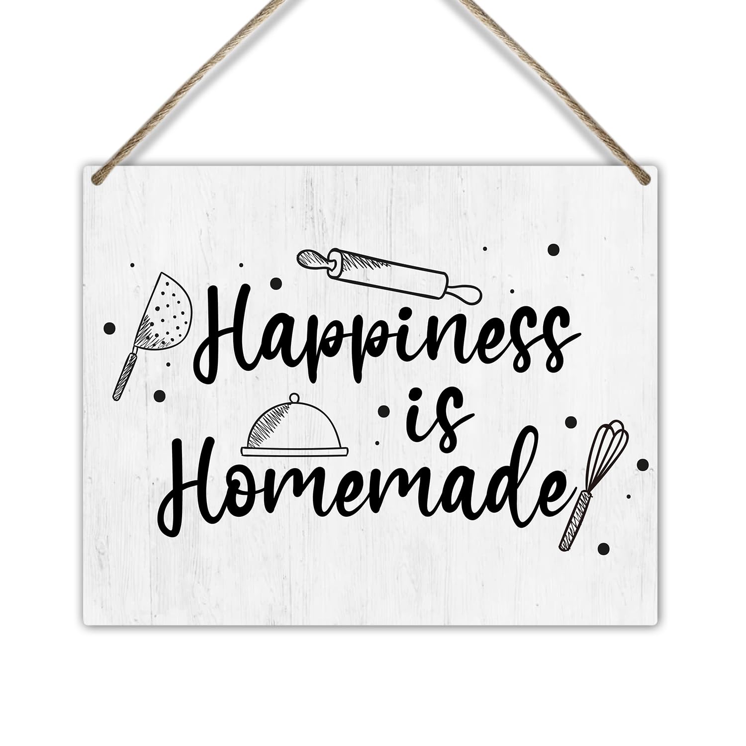 Kitchen Signs Wall Decor, Kitchen Wood Wall Hanging Sign, Happiness is Homemade, Gift for Mom Grandma Sister Wife, Wall Art Wooden Plaque for Home Dining Room Door Shelf House Restaurant -09