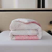 Vista 7 de Koniroom Juego de edredón rosa de 8 piezas, tamaño Queen, cama de flores beige y blanca en una bolsa con sábanas, fundas de almohada, fundas