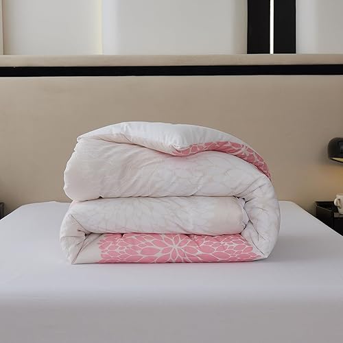 Miniatura 7 de Koniroom Juego de edredón rosa de 8 piezas, tamaño Queen, cama de flores beige y blanca en una bolsa con sábanas, fundas de almohada, fundas de