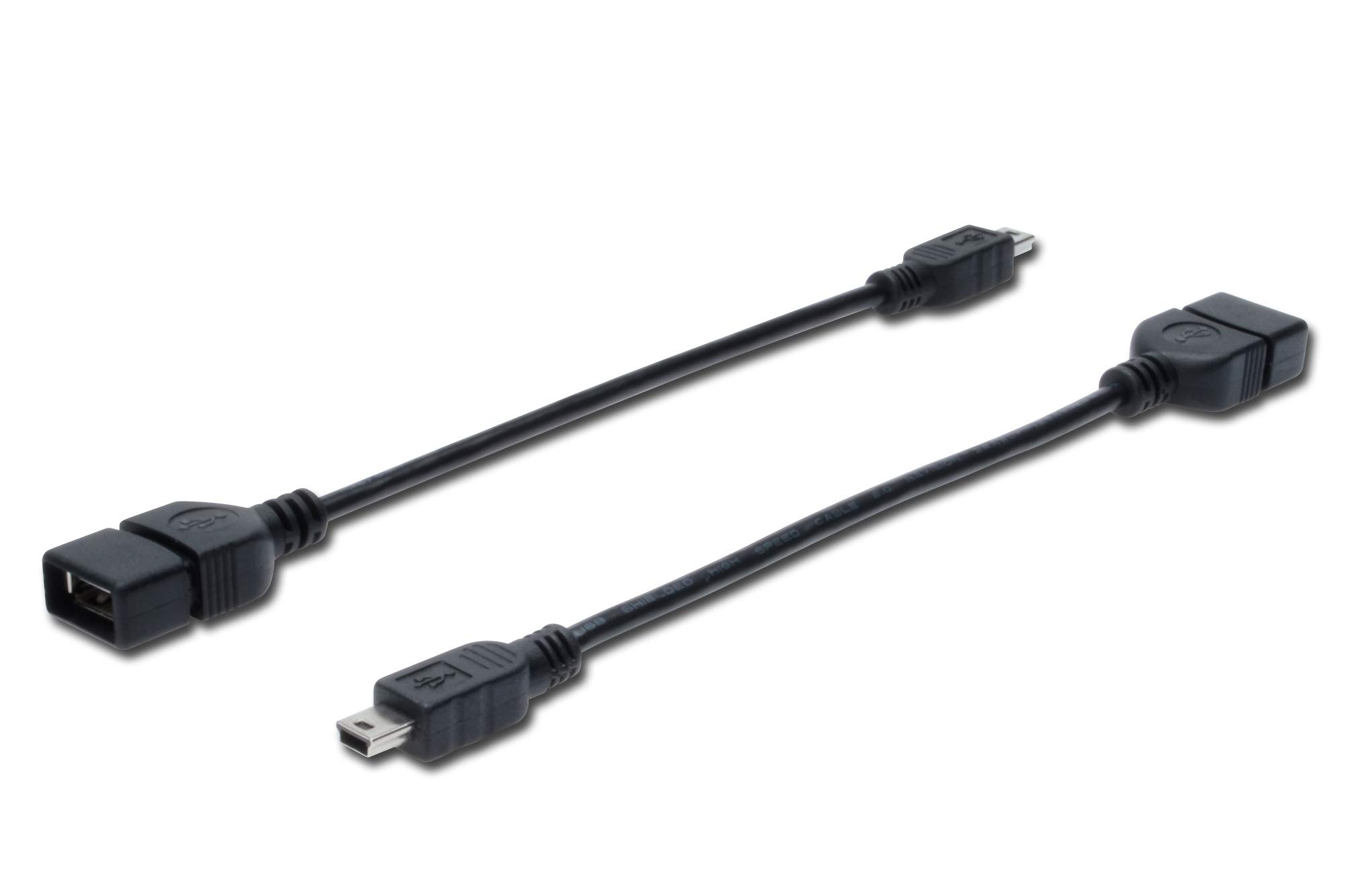 DIGITUS Assmann Electronic UL 0.2m USB 2.0 OTG Male to Female Adapter Cable - Black