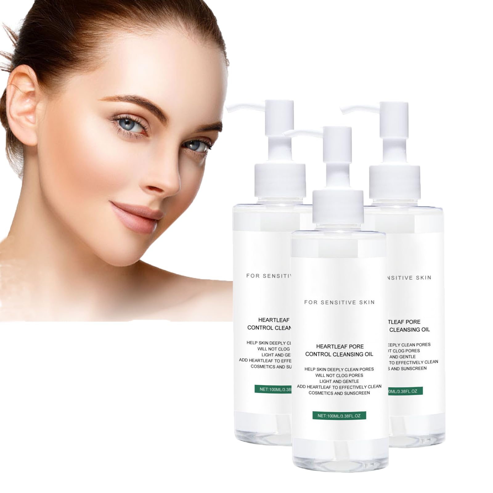 Aceite limpiador de poros, limpiador facial para piel sensible, limpiador de aceite para la cara, removedor de puntos negros, productos para el cuidado de la piel coreanos, no comedogénico (100 ml) (3